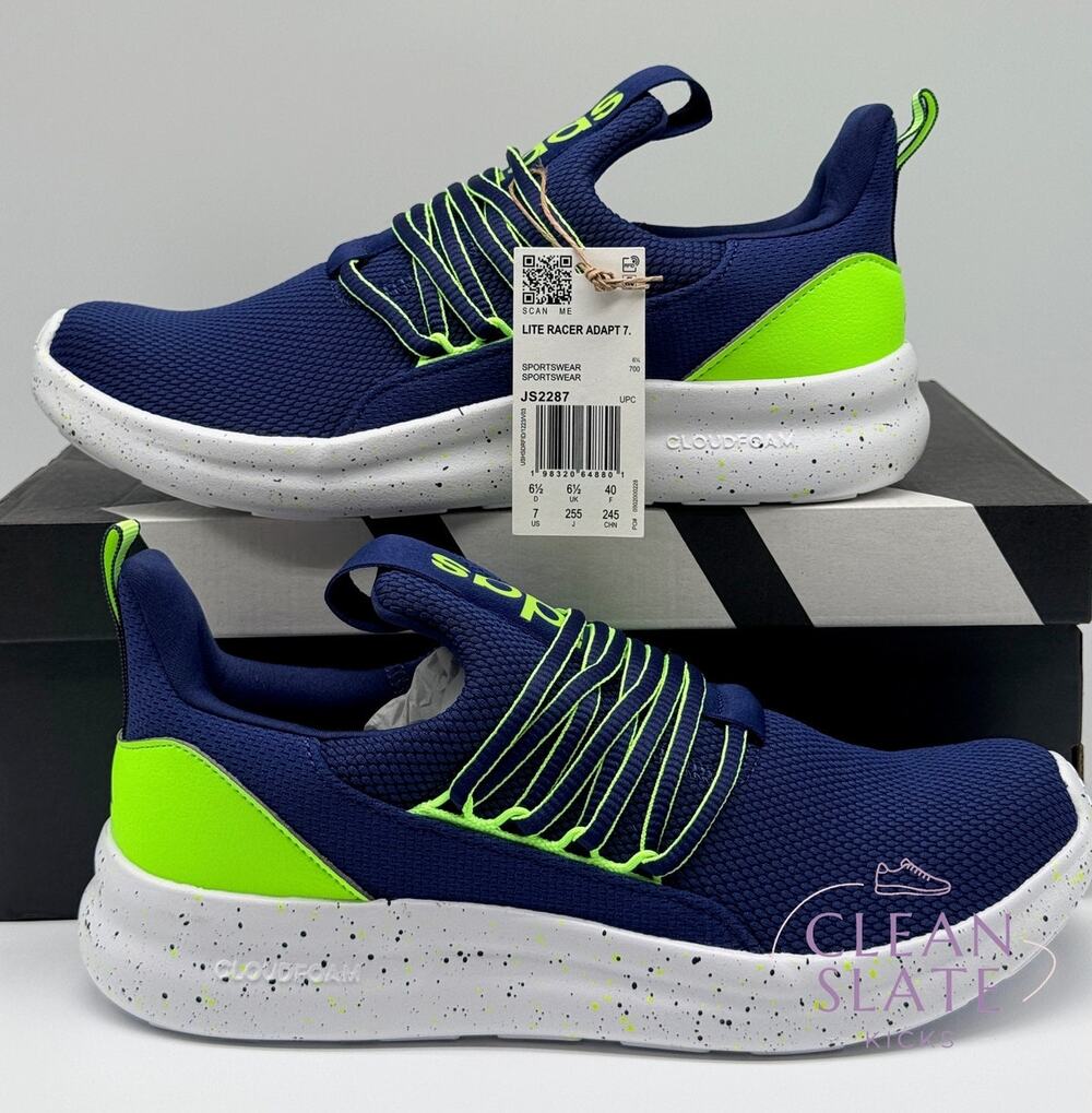 Adidas Lite Racer Adapt 7.0 Navy/Green Kids 7 NIB/NWT
